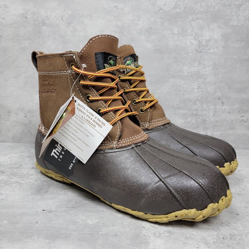 New Red Head Brown Leather Rubber  Lace Duck Boots Mens Size‎ 10 Flannel Lined